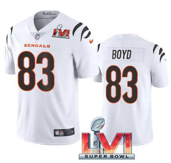 Nike Bengals Men & Women & Youth 83 Tyler Boyd White 2022 Super Bowl LVI Vapor Limited Jersey,We sell and wholesale Nike Bengals Men & Women & Youth 83 Tyler Boyd White 2022 Super Bowl LVI Vapor Limited Jersey on line form chian!